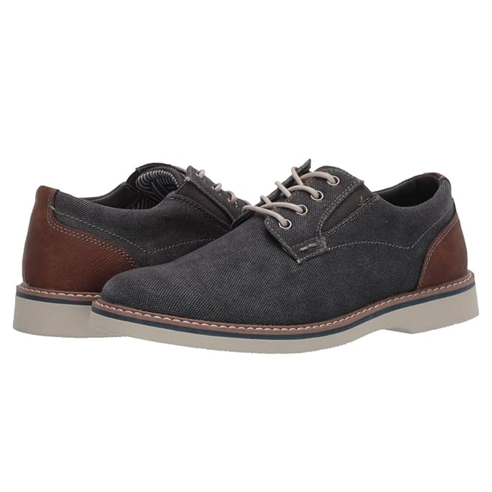 Nunn Bush Barklay Canvas Plain Toe Oxford Lace Up w/Memory Foam in Gunmetal Gray